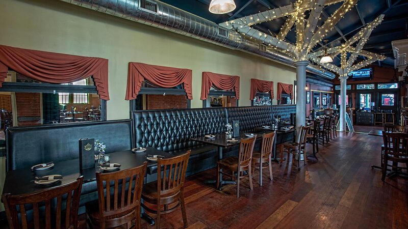 Dining room with many booth seatings